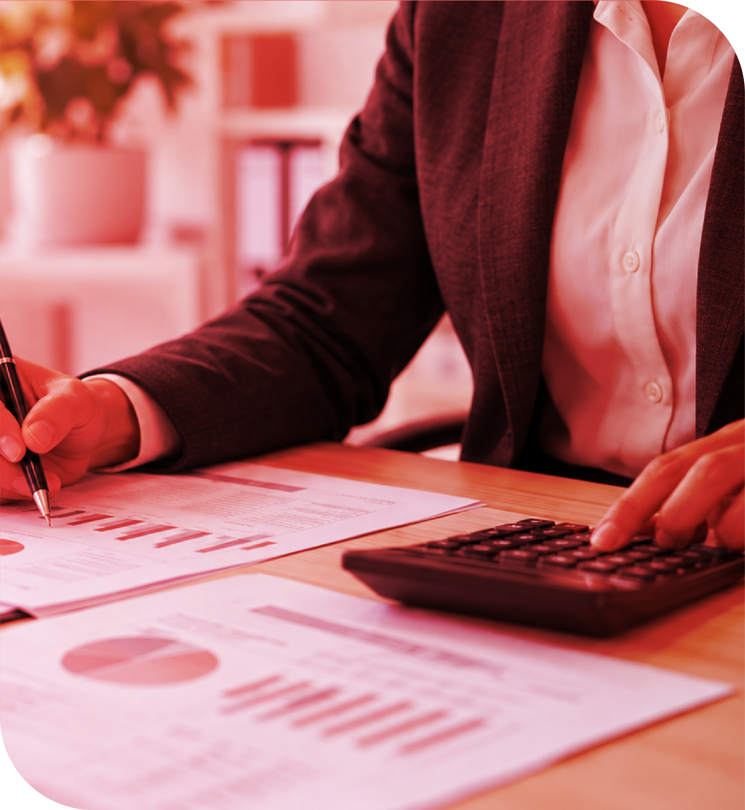 Profesional trabajando en documentos contables